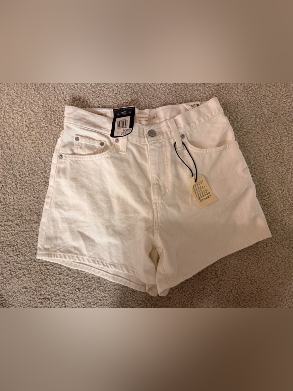 New Levi's High-Rise White Women's Jeans Shorts Mom shorts